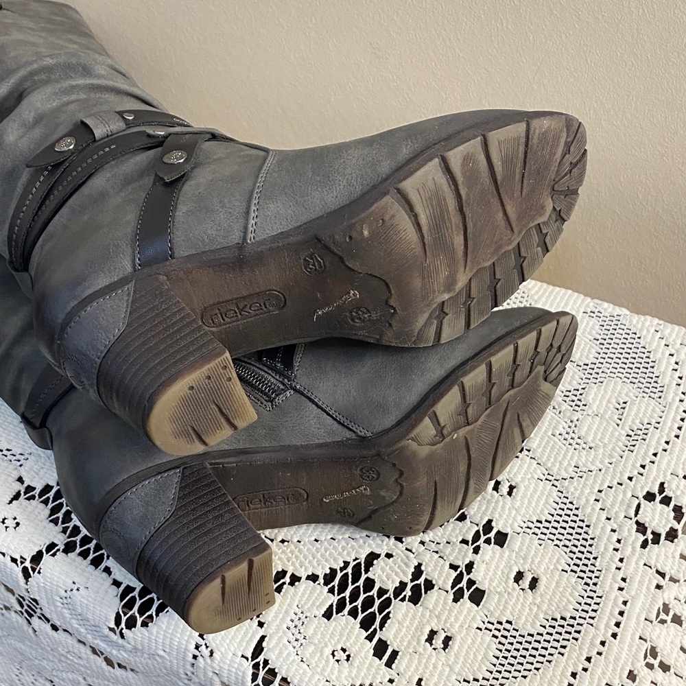 Gray Rieker Knee-High Women's Boots - Picture 8 of 11